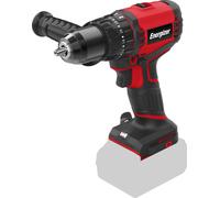Perceuse de Perceuse à percussion sans fil Energizer de 20 V : 60 Nm, 0-1850 tr/min, mandrin de 13 mm, réglages de couple, poignée de Softgrip, clip ceinture, batterie non fournie.