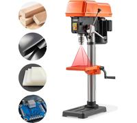 Perceuse d'établi - Perceuse à colonne 254 mm, 400 W - Vitesse de rotation 440-2600 tr/min en continu - Guide laser - Table inclinable à 45° - Éclairage de travail LED - Pour le bois et le métal