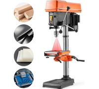 Perceuse d'établi - Perceuse à colonne - Moteur 550 W - Réglage de la vitesse 340-2200 tr/min - Table inclinable à 45° - Laser et LED - Pour le bois et le métal - Portée 305 mm