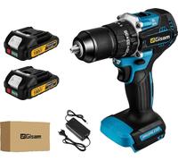 Perceuse électrique, 2 batteries incluses, couple de 65 Nm, vitesse maximale de 1700 tr/min, 2 batteries