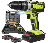 Perceuse électrique sans fil, double vitesse, design compact, avec 2 batteries, UE