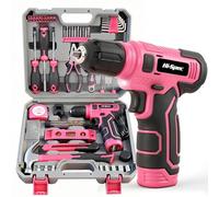 Perceuse Électrique Sans Fil Hi-Spec Rose 8V USB pour Femmes, Kit de Perceuse-Visseuse avec Batterie et Chargeur, Ensemble Complet d’Outils 74 Pièces dans une Mallette Portable