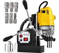 Perceuse magnétique sur table 1100 W – Perceuse portable avec jeu de 7 forets HSS – Pour le travail des métaux et les perçages de précision