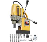 Perceuse magnétique VEVOR 1400 W φ50 mm, 12500 N Perceuse magnétique électrique portable, 800 tr/min Perceuse pour surfaces métalliques, industrie, bricolage, jaune