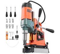 Perceuse magnétique VEVOR 1400 W 50 mm de diamètre de perçage réversible, perceuse magnétique avec 6 carottes pour surfaces métalliques, carotteuse électrique pour l'industrie bricolage Orange