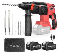 Perceuse-marteau sans fil - Marteau-perceuse multifonction sans fil - Moteur sans balais - Diamètre de perçage de 30 mm - 2 batteries de 4,0 Ah - Idéale pour les bricoleurs