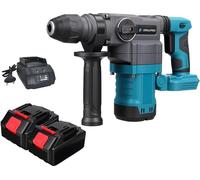 Perceuse-marteau sans fil - Perceuse-marteau sans balais de 18V, alimentée par batterie - 10 joules d'énergie d'impact - 2 modes - Diamètre de perçage de 26 mm - Couleur : bleu