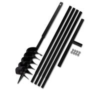 Perceuse pour sol - Perceuse pour sol de 15 cm - Tige d'extension de 5 mètres avec 4 tubes - 3 hélices - Perceuse pour sol en acier, couleur vert armée