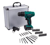 VONROC Perceuse-visseuse sans fil 12V 1 batterie 1.3Ah, chargeur rapide, 1 mandrin et 46 accessoires inclus