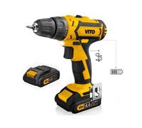 Perceuse sans fil 14,4 V 2 batteries lithium 2 Ah Chargeur rapide 1h LED et indicateur de charge VITO