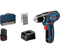 Perceuse sans fil Bosch Professional Akku-Bohrschrauber GSR 12V-15 Set 2x2,0Ah, GAL12V-20, Zubehör 25tlg,Tasche 060186810H 12 V 2.0 Ah Li-Ion + 2 batteries