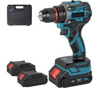 Perceuse sans fil, coffret d'outils de 87 pièces, moteur sans balais, 2 batteries