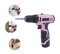 Perceuse sans fil, kit 21 pièces 12V, mandrin 3/8'', rose, batterie Li-Ion, pour le bois/métal et les projets de bricolage