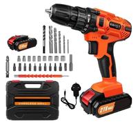 Perceuse sans fil - Kit de perçage - 1 batterie - Avec chargeur - 21 V - 1400 tr/min - Rouge