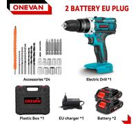 Perceuse sans fil - Kit perceuse à percussion - 18 V, 500 W - Couple de 38 Nm - 2 batteries avec chargeur européen - Moteur à balais - Bleu