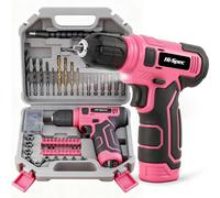 Perceuse sans fil - Set de perçage et vissage 8 V - Rose - 1500 mAh - Avec coffret