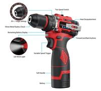 Perceuse sans fil - Tournevis sans fil 3-en-1 - Moteur sans balais - 80 Nm - 2 vitesses - Batterie lithium-ion - 2 batteries
