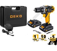Perceuse sans fil, Vitesse à vide 1350 tr/min, Diamètre de perçage maxi 10 mm, Couple nominal 28/32/42 N-m, DKCD16FU-Li SET3