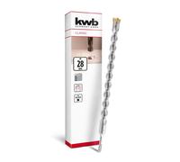 Perceuse SDS Plus kwb, burin SDS Plus (Ø 28 mm x 460/400 mm, avec une géométrie de coupe en carbure de tungstène 4X extrêmement rapide, pour béton armé, pierre et maçonnerie)