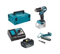 Perceuse-visseuse 18V 40 Nm DDF487ZJ + 1 batterie BL1830B + chargeur rapide DC18RC + Set de 9 embouts MAKITA