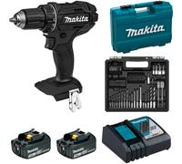 Perceuse-visseuse 18V Black - MAKITA - avec 2 batteries 3Ah + chargeur rapide + coffret avec accessoires - DDF482FX1B