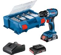Perceuse-visseuse 18V GSR 18V-45 avec accessoires + 2 batteries 2Ah + chargeur + coffret L-CASE PICK & CLICK - BOSCH - 06019K3205