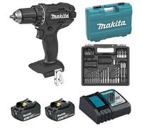 Perceuse visseuse 18V MAKITA Black + 2 batteries 3 Ah + chargeur + coffret accessoires - DDF482FX1B