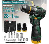 Perceuse-visseuse 2-en-1 - Sans fil - Moteur sans balais - Couple de 45/55 Nm - Réglage continu de la vitesse - 2 batteries de type B - Rouge