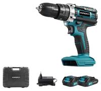 Perceuse-visseuse à batterie, 25 réglages de couple, éclairage LED, kit de 53 pièces comprenant 2 batteries