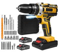 Perceuse-visseuse à batterie - Coffret 2 batteries - 21 V - 45 Nm - 2 vitesses - 1800 tr/min - Lampe de travail
