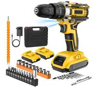 Perceuse-visseuse à batterie - Coffret 2 batteries - 21 V - Couple de 45 Nm - 1800 tr/min - 2 vitesses - Lampe de travail