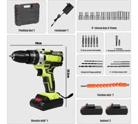 Perceuse-visseuse à batterie - Moteur sans balais 16,8 V - Couple de 48 Nm - Mandrin de serrage rapide de 10 mm - 2 vitesses, 23 réglages de couple - 2 batteries de 2000 mAh - Prise européenne