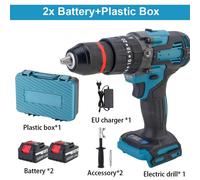 Perceuse-visseuse à batterie - Moteur sans balais - Couple de 650 Nm - 20+3 réglages de couple - Mandrin de 13 mm - 2 batteries avec prise européenne - 18 V