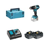 Perceuse-visseuse à percussion 18V DHP484ZJ + 2 batteries BL1830B 18V 3 Ah + 1 chargeur rapide DC18RC MAKITA