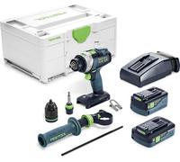 Perceuse-visseuse à percussion 18V QUADRIVE TPC 18/4 5,0/4,0 I-Plus + 2 batteries 4Ah / 5Ah + chargeur + coffret SYSTAINER SYS 3 - FESTOOL - 577651