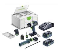 Perceuse-visseuse à percussion 18V QUADRIVE TPC 18/4 5,0/4,0 I-Set avec 2x batteries + chargeur en coffret Systainer³ DF M 187 - FESTOOL - 577621