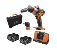 Perceuse visseuse à percussion AEG 18V Li-Ion (2x 5Ah) avec renvoi d'angle 75Nm + coffret BSB18CBL-502C