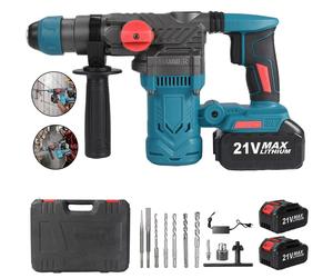 Perceuse-visseuse à percussion et à couple élevé - Marteau-piqueur - Moteur sans balais - Outil multifonction rotatif - Système 18V - Livré avec 2 batteries