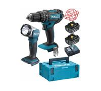 Perceuse visseuse à percussion Makita 18V 62Nm DHP482 + 2 batt 5 Ah + Lampe torche LED DEADML802 MAKITA Edition Limitée