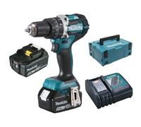 Perceuse visseuse à percussion 18 V Ø 13 mm MAKITA - avec 2 batteries 18V 5.0Ah - chargeur - MakPac - DHP484RTJ