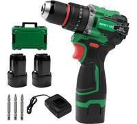 Perceuse-visseuse à percussion multifonctionnelle sans fil Brushless, rechargeable, 16,8V, 50Nm, 2 batteries 2000mAh, éclairage LED, 3 embouts, kit EU