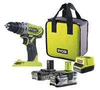 RYOBI - Perceuse-visseuse à percussion sans fil 18Volts ONE+ avec 1 batterie Lithium+ 2,0 Ah & 1 batterie Lithium+ 4,0 Ah - R18PD2-242S