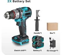 Perceuse-visseuse à percussion sans fil - 18–21V, moteur sans balais - Couple de 700 Nm - Mandrin de serrage rapide de 13 mm - 2 batteries - 2 vitesses - Prise européenne