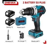 Perceuse-visseuse à percussion sans fil - 18 V - Moteur sans balais - Couple de 650 Nm - Puissance de 1 500 W - Deux batteries incluses - Prise européenne - Jaune