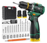 Perceuse-visseuse à percussion sans fil, couple de 55 Nm, mandrin de 10 mm, 2 vitesses, coffret en plastique contenant 23+1 pièces, batterie incluse