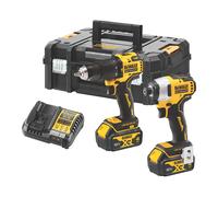 Perceuse visseuse à percussion sans fil et visseuse à choc brushless DeWalt DCK2062M2T-QW 18V Li-ion XR 2 x 4Ah