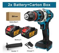Perceuse-visseuse à percussion sans fil - Marteau-piqueur 3-en-1 - Moteur sans balais 18V - 480 Nm, 2 vitesses - 4100 tr/min, mandrin de 13 mm - Coffret comprenant 2 batteries