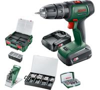 Perceuse-visseuse à percussion sans fil Universal Impact 18 V 34 Nm Bosch ( 06039D4107 ) + 2 x batterie 1,5 Ah + chargeur + kit d'embouts + kit de chevilles + boîte