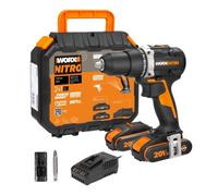 Perceuse-visseuse sans fil WORX Nitro 20V 60Nm WX102, moteur Brushless, mallette, 2 batteries 2Ah et chargeur inclus