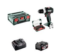 Perceuse-visseuse BS 18 LT BL + 1 Batterie 18V 4 Ah + 1 Chargeur ASC 55 12-36V + Coffret d'embouts SP 32 pièces METABO